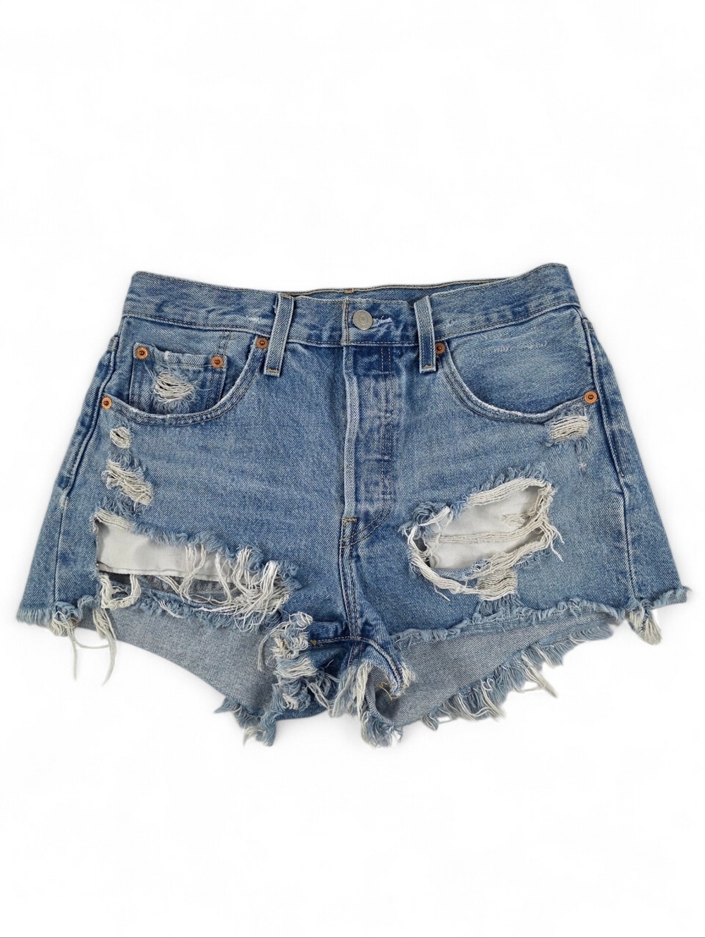 Levi’s 501 Cutoff Premium Denim Shorts Distressed Raw Hem High Rise W27